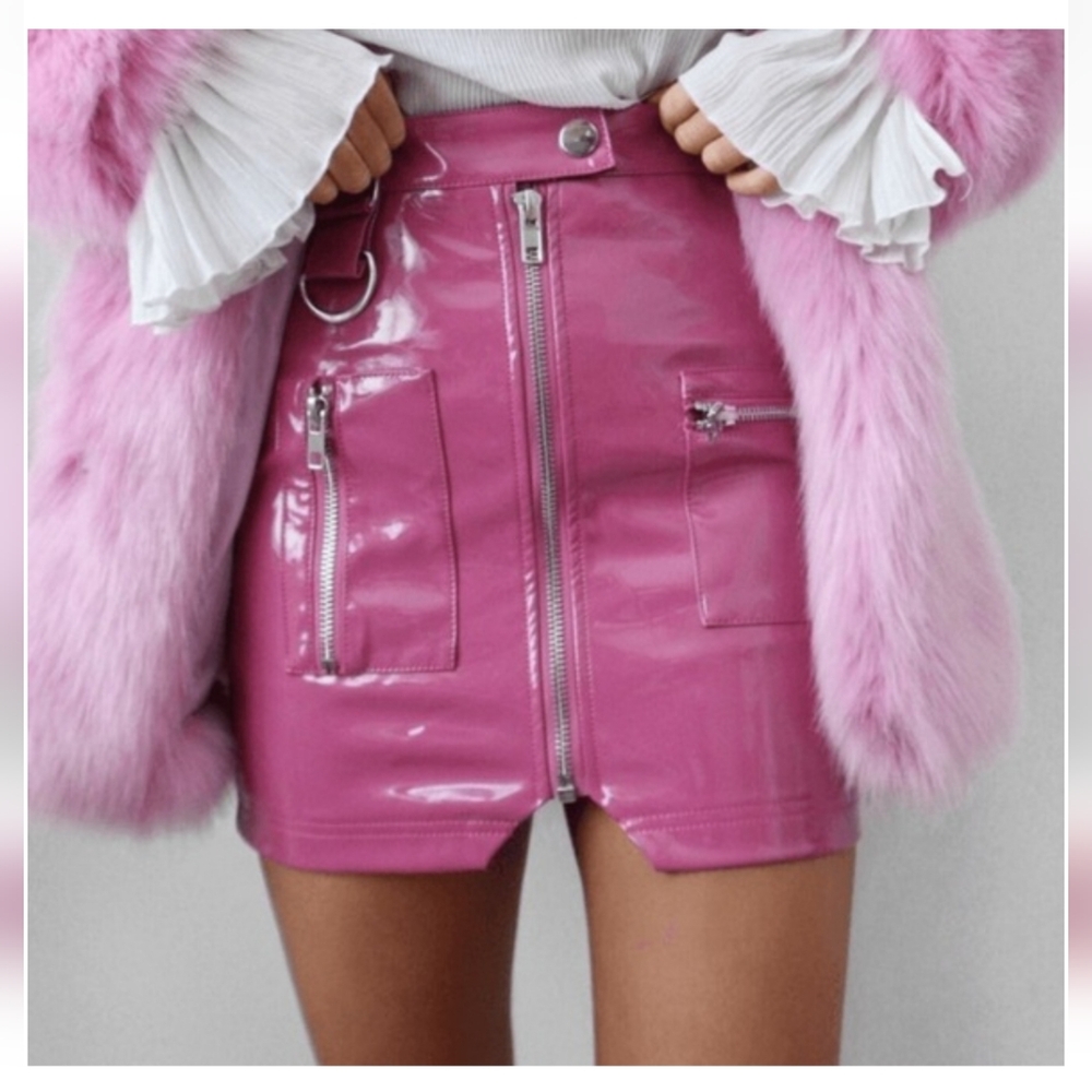 Barbiecore 80's 90's Shiny Hot Pink Mini Skirt "Legally Clueless"